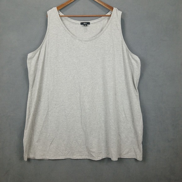ellos Tops - Ellos Tank Top Womens 4X (34x36) Heather Gray Cotton Stretch Casual Scoop Neck
